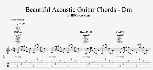 Beautiful Acoustic Guitar Chords - Dm : Tabs & Audio