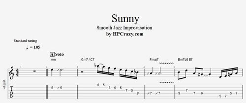 More information about "Sunny ( Smooth Jazz Improvisation ) - Tabs, Audio & Backing Track"