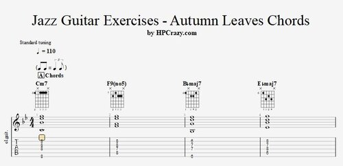More information about "Jazz Guitar Exercises - Autumn Leaves Chords - Tabs & Backing Track"