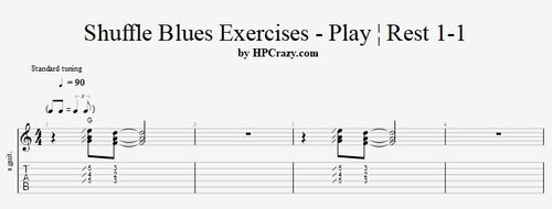 Blues Guitar Exercises - Play ¦ Rest 1-1
