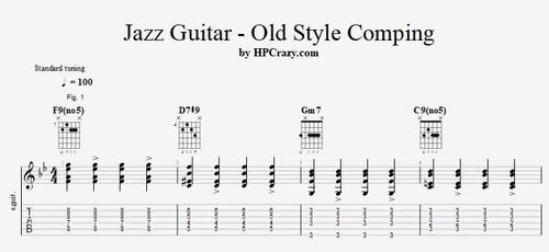 Jazz Guitar Old Style Comping - Tabs & Backing Track