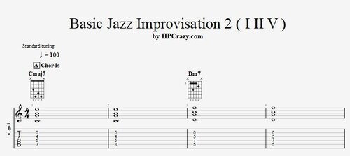 Basic Jazz Guitar Improvisation 2 - Tabs & Backing Track