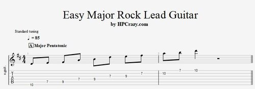 Easy Major Rock Lead Guitar - Tabs & Backing Track