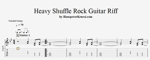 Heavy Shuffle Rock Guitar Riff - Tabs & Backing Track