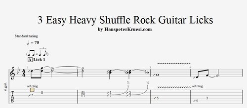 3 Easy Heavy Shuffle Rock Guitar Licks - Tabs & Backing Track