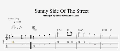 Sunny Side Of The Street - Tabs & Backing Track