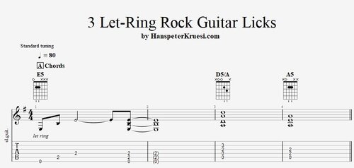 3 Let Ring Rock Guitar Licks - Tabs & Backing Track