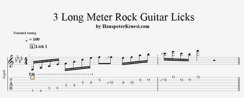 3 Long Meter Rock Guitar Licks - Tabs & Backing Track