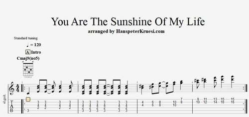 You Are The Sunshine Of My Life - Tabs & Backing Track