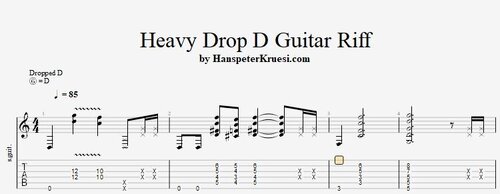 Heavy Drop D Rock Guitar Riff - Tabs & Backing Track